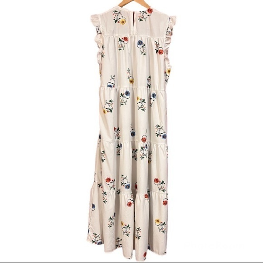 GOODNIGHT MACAROON'OPHELIA' FRILLED EMBROIDERED FLORAL PRINT MAXI DRESS L - Picture 5 of 11